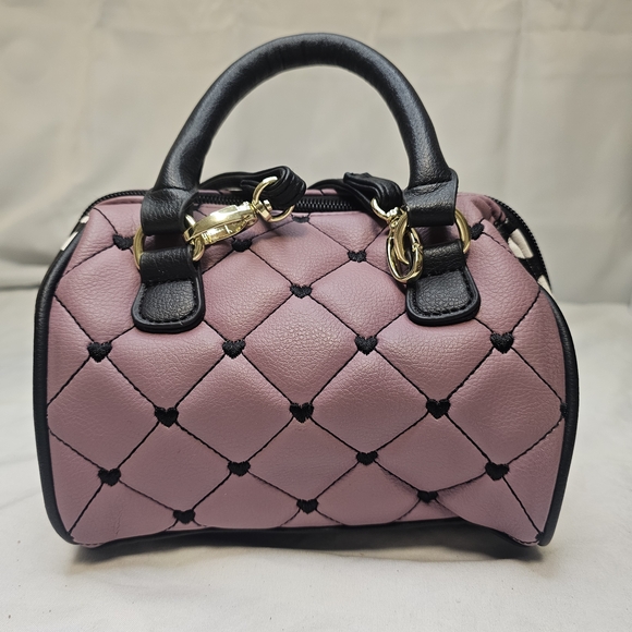 Betsey Johnson Mauve and Black Quilted Handbag - Picture 6 of 8